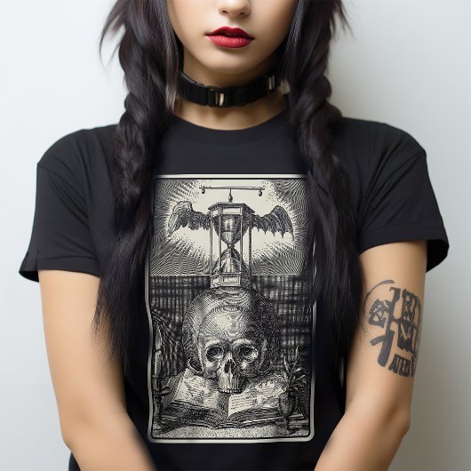 Macabre schedel middeleeuwse Tarot Victoriaans Got T-shirt