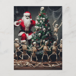 Macabre Skeleton Santa Feestelijke Dansende Skelet Briefkaart