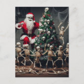 Macabre Skeleton Santa Feestelijke Dansende Skelet Briefkaart (Voorkant)
