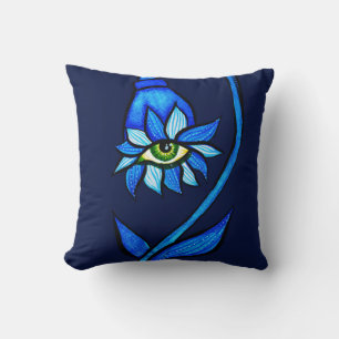 Macabre Witchy Eye Flower Creepy Spooky Blue Kussen