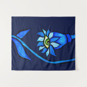 Macabre Witchy Eye Flower Creepy Spooky Blue Wandkleed (Voorkant (horizontaal))