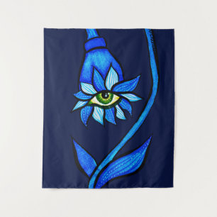 Macabre Witchy Eye Flower Creepy Spooky Blue Wandkleed