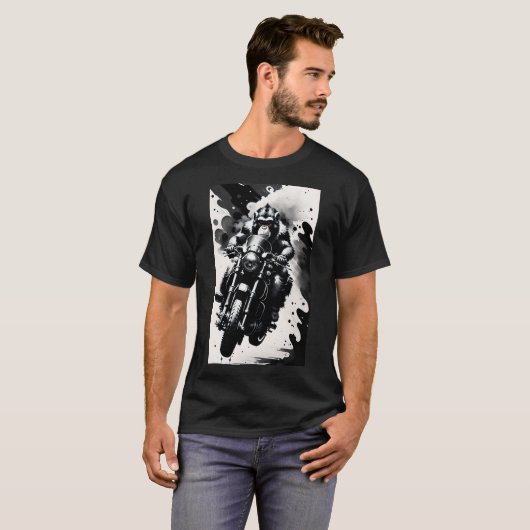 Macaco pilotando moto  t-shirt (Voorkant volledig)