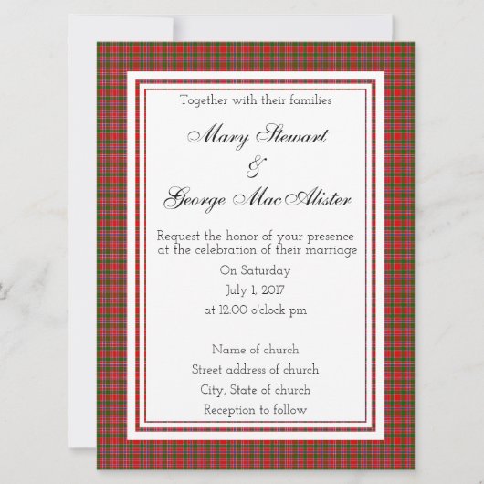 MacAlister Scottish Wedding Invitation Kaart (Voorkant)