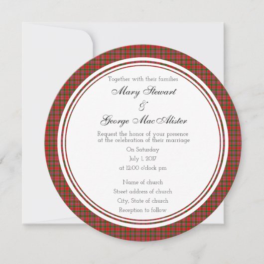 MacAlister Scottish Wedding Round Invitation Kaart (Voorkant)