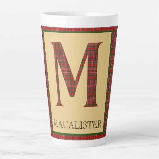 MacAlister Tartan Monogram M Latte Mok (Voorkant)