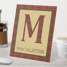 MacAlister Tartan Monogram M Reclamebord Met Voetstuk