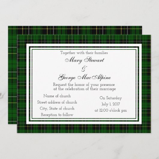 MacAlpine Scottish Wedding Invitation Kaart (Voorkant / Achterkant)