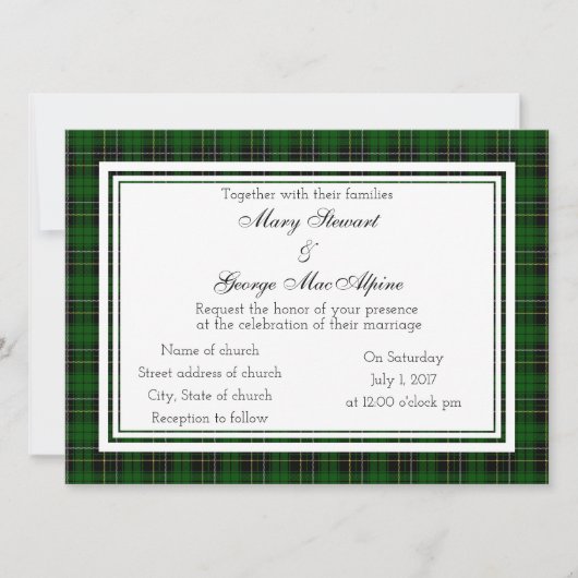 MacAlpine Scottish Wedding Invitation Kaart (Voorkant)
