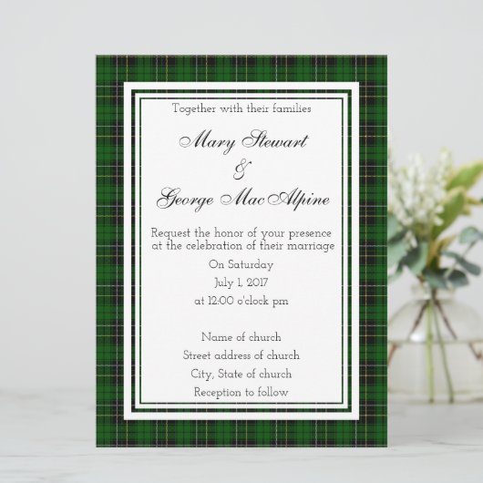 MacAlpine Scottish Wedding Invitation Kaart (Staand voorkant)