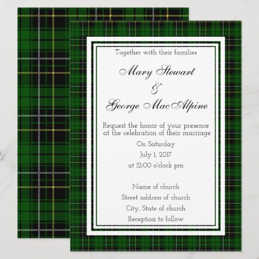 MacAlpine Scottish Wedding Invitation Kaart (Voorkant / Achterkant)