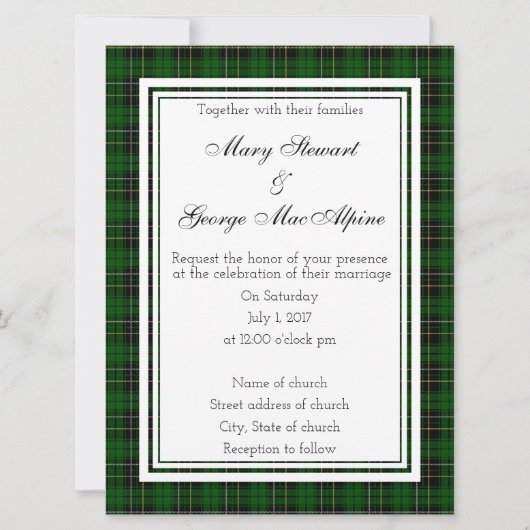 MacAlpine Scottish Wedding Invitation Kaart (Voorkant)
