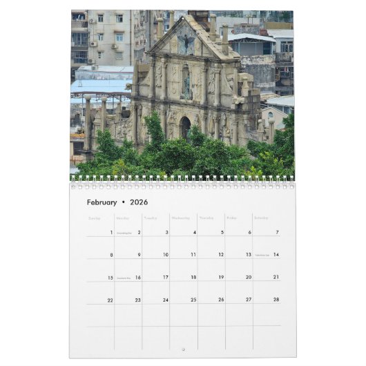 Macao 2026 calendar kalender (Feb 2026)