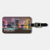 Macao Casino Skyline Panorama China Nacht keer Bagagelabel (Voorkant horizontaal)