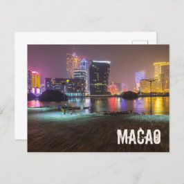 Macao Casino Skyline Panorama China Nacht keer Feestdagenkaart