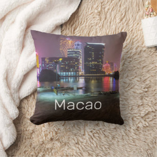 Macao Casino Skyline Panorama China Nacht keer Kussen