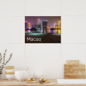 Macao Casino Skyline Panorama China Nacht keer Poster (Keuken)
