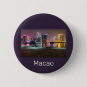 Macao Casino Skyline Panorama China Nacht keer Ronde Button 5,7 Cm (Voorkant)
