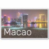 Macao Casino Skyline Panorama China Nacht keer Sticker (Voorkant)