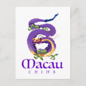 Macao China Draak reisposter. Briefkaart (Voorkant)