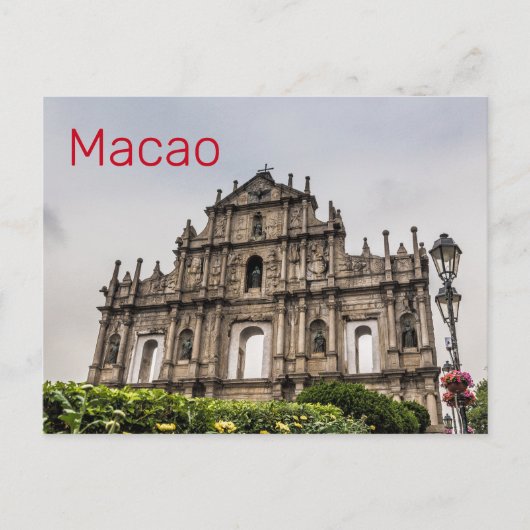 Macao Ruin of St. Paul's Church China Souvenir Feestdagenkaart (Voorkant)