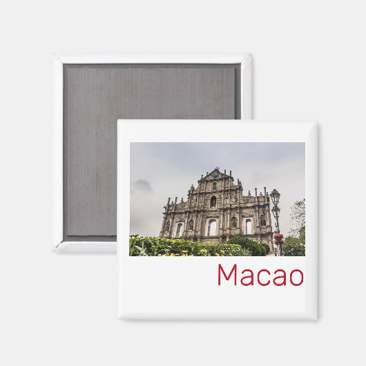 Macao Ruin of St. Paul's Church China Souvenir Magneet (Voorkant / Achterkant)