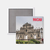 Macao Ruin of St. Paul's Church China Souvenir Magneet (Voorkant / Achterkant)