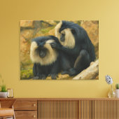 Macaque Bond - Grooming Ritueel Canvas Afdruk (Insitu (Woonkamer))