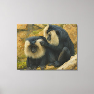 Macaque Bond - Grooming Ritueel Canvas Afdruk