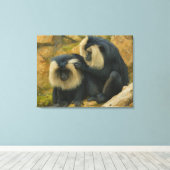 Macaque Bond - Grooming Ritueel Canvas Afdruk (Insitu (Houten vloer))