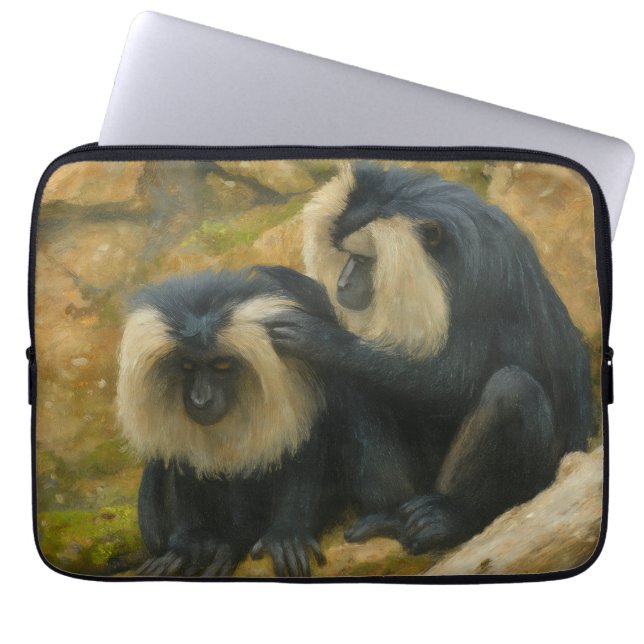 Macaque Bond - Grooming Ritueel Laptop Sleeve (Voorkant)