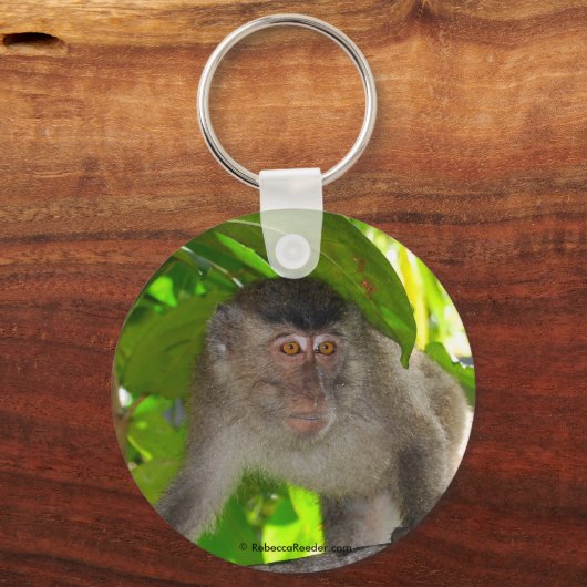 Macaque Monkey in het regenwoud Sleutelhanger (Voorkant)