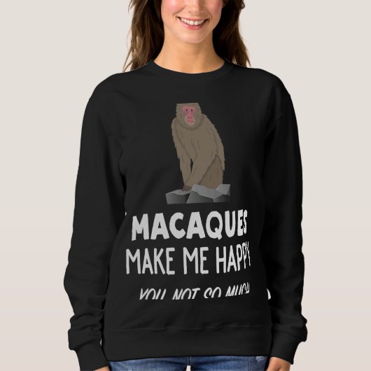 Macaque Monkey makaken maken me blij Trui (Voorkant)