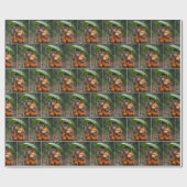 Macaque Monkey with a Stuffed Orangutan Cadeaupapier (Vlak)