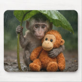 Macaque Monkey with a Stuffed Orangutan Muismat (Voorkant)