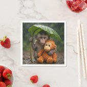 Macaque Monkey with Orange Orangutan Servet (Insitu)
