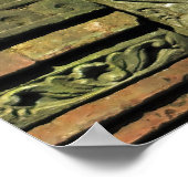 Macaque op een Tempelbeeld Poster (Hoek)