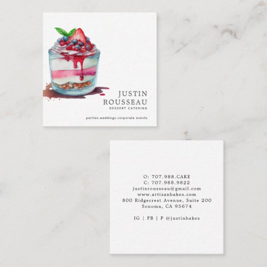 Macaron Baker Pastry Chef. Vierkante Visitekaartje (Voorkant / Achterkant)