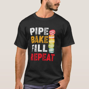 Macaron Bakker Pijp Bakken Vullen Herhalen Retro V T-shirt