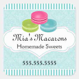 Macaron Bakkerij Box Seal Vierkante Sticker