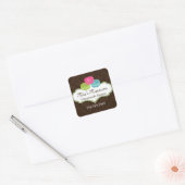 Macaron Bakkerij Box Seal Vierkante Sticker (Envelop)