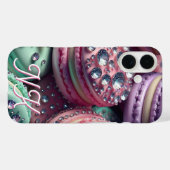  Macaron Bling Monogrammed Case-Mate iPhone Case (Achterkant (horizontaal))