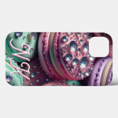  Macaron Bling Monogrammed Case-Mate iPhone Case (Achterkant (horizontaal))