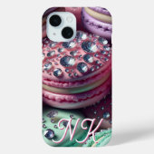 Macaron Bling Monogrammed Case-Mate iPhone Case (Achterkant)