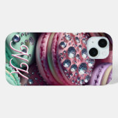 Macaron Bling Monogrammed Case-Mate iPhone Case (Achterkant (horizontaal))