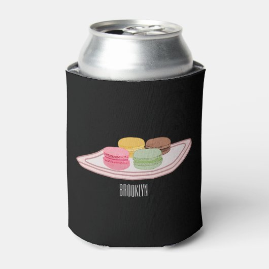 Macaron cartoon illustratie blikjeskoeler (Blikje Voorkant)