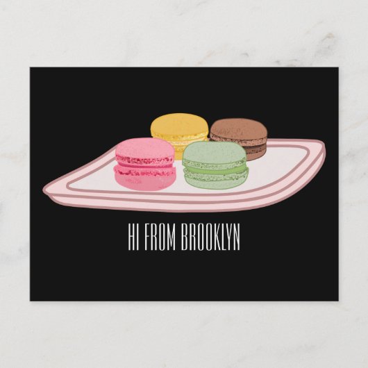 Macaron cartoon illustratie briefkaart (Voorkant)