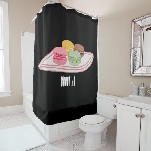 Macaron cartoon illustratie douchegordijn (In situ)