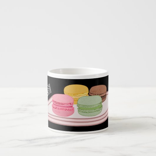 Macaron cartoon illustratie espresso kop (Voorkant)