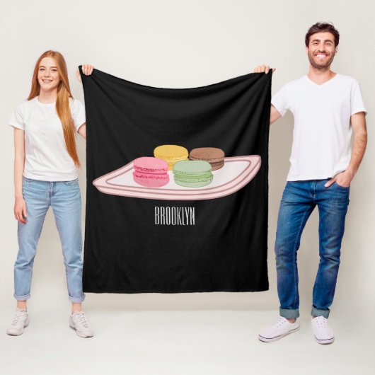 Macaron cartoon illustratie fleece deken (In situ)